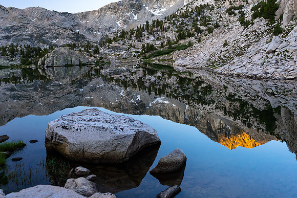 20160729-Alpenglow Reflection, Sixty Lakes Basin, Kings Canyon NP-005